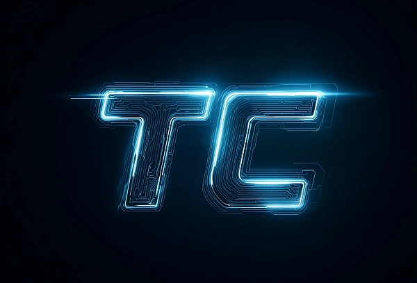 Неоновый технологический логотип TC