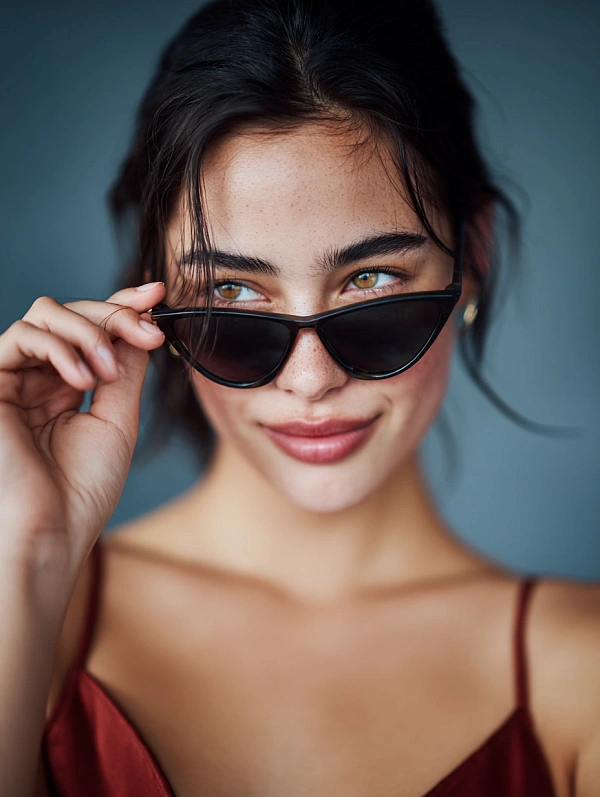 Модная девушка в солнцезащитных очках