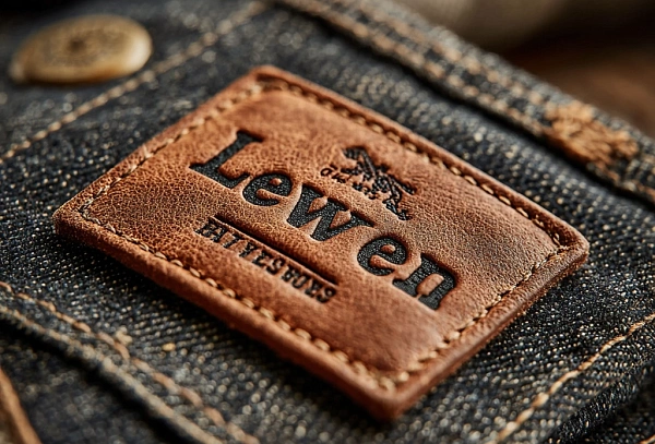 Кожаная этикетка на джинсах Lewen