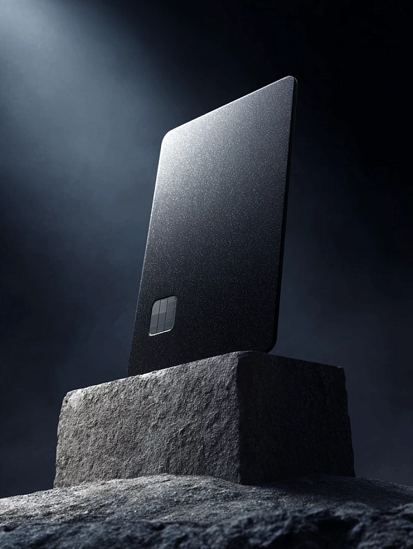 Черная металлическая карта на камне