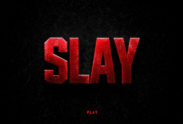 Красный текст SLAY на черном фоне