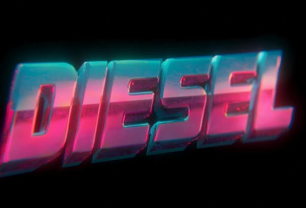 Неоновый 3D текст Diesel