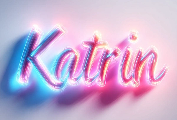 Неоновый светящийся текст Катрин
