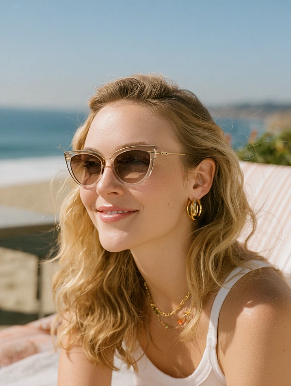 Стильные золотые украшения и солнцезащитные очки
