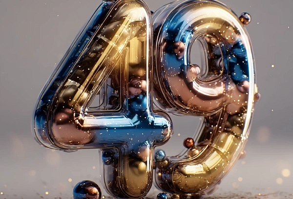 Эффектные цифры 49 в 3D стиле