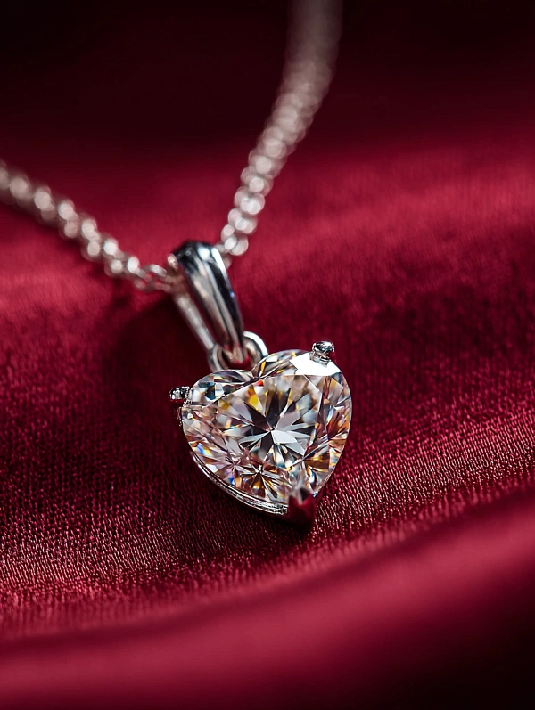 Подвеска с бриллиантом в форме сердца