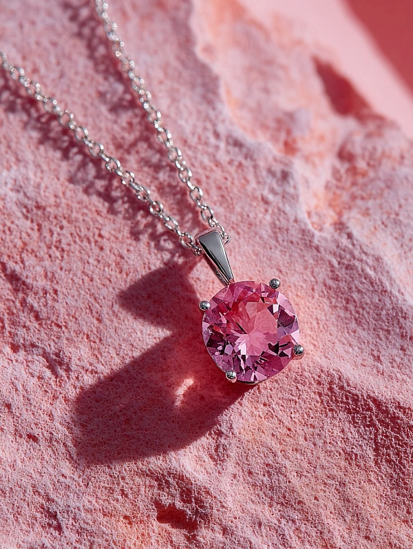 Серебряный кулон с розовым камнем