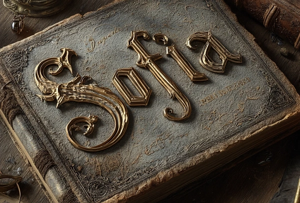Старинная книга с золотым названием