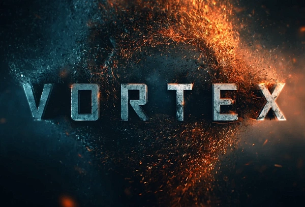 Эффект вихря с текстом VORTEX