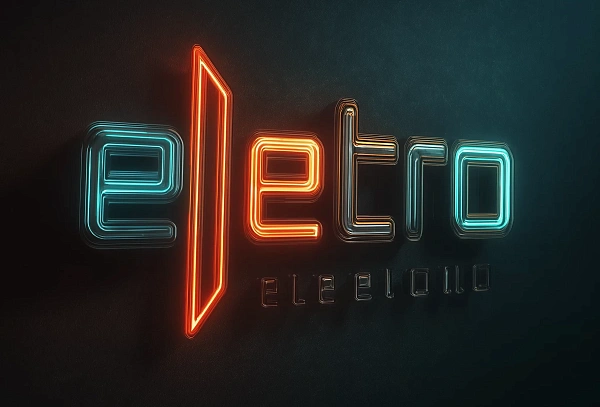 Неоновый ретро логотип в стиле элеткро