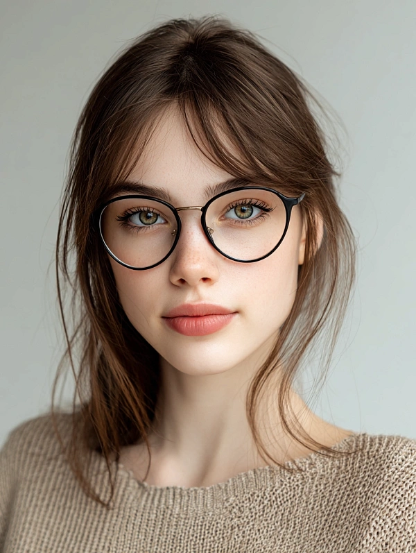 Модный портрет молодой женщины в очках