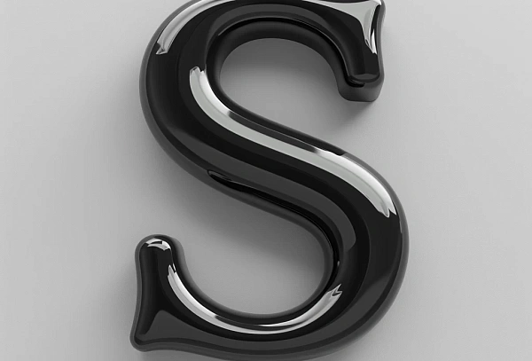 Стильная черная 3D буква S