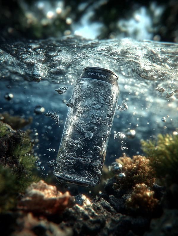 Банка под водой с пузырьками