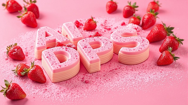 Vibrant cake photography with strawberry milk details