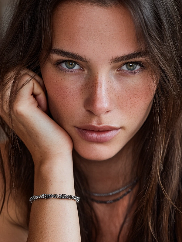 Женский портрет с браслетом и украшениями