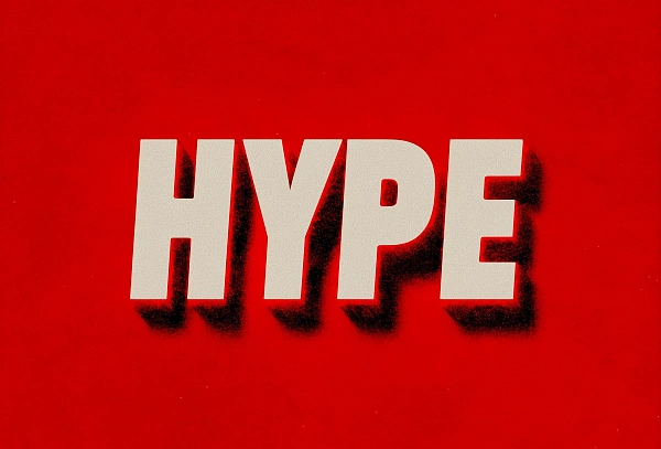 Слово HYPE на красном фоне