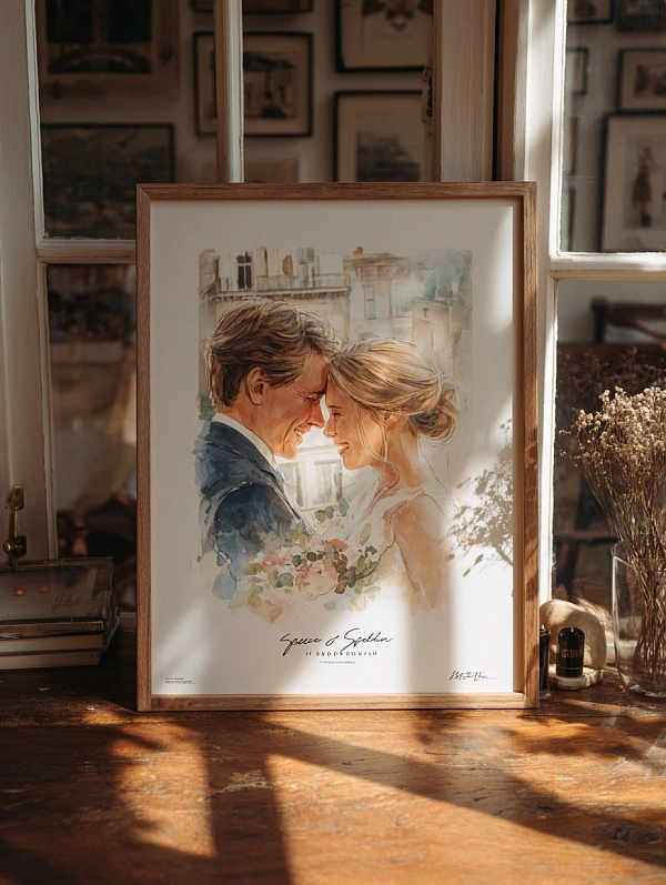 Романтический портрет пары в рамке