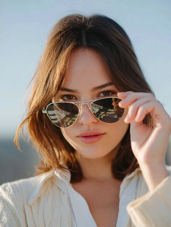 Модная девушка в солнцезащитных очках