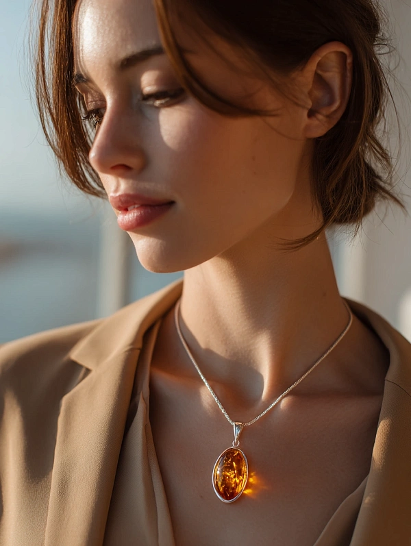 Портрет женщины с янтарным кулоном