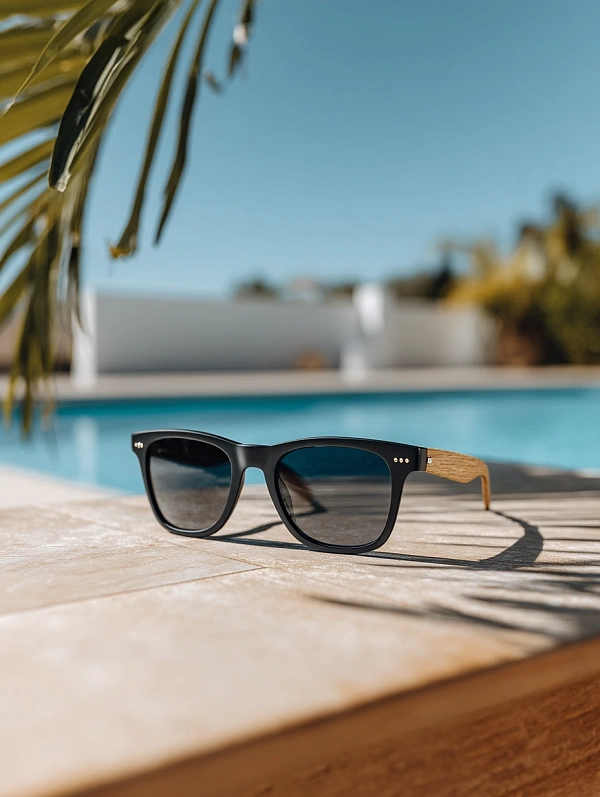 Стильные солнцезащитные очки у бассейна