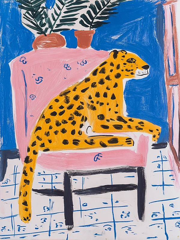 Яркий леопард на розовом кресле
