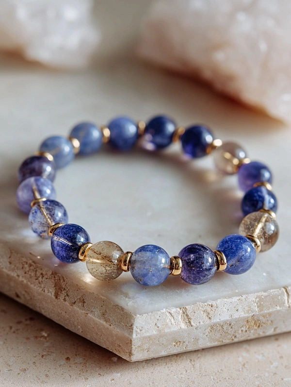 Браслет из натуральных камней с золотом