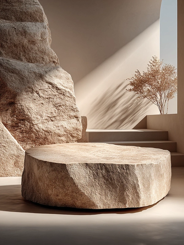Минималистичный каменный подиум с растением