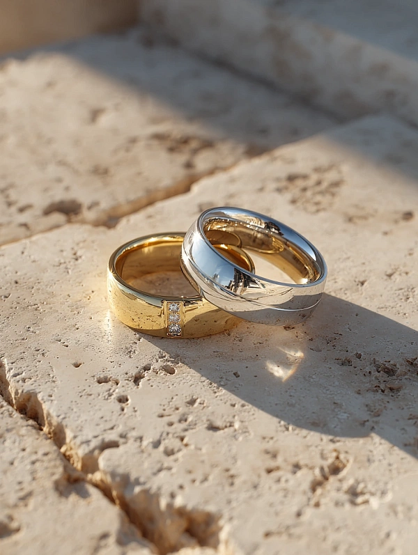 Элегантные золотые и серебряные кольца