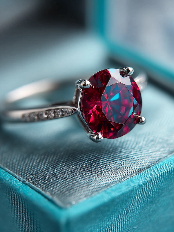 Кольцо с крупным рубином в оправе