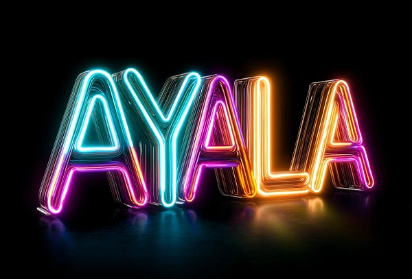 Неоновая вывеска с текстом AYALA
