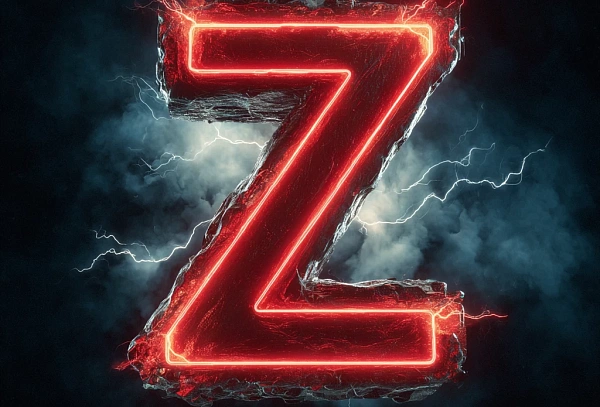 Яркая неоновая буква Z