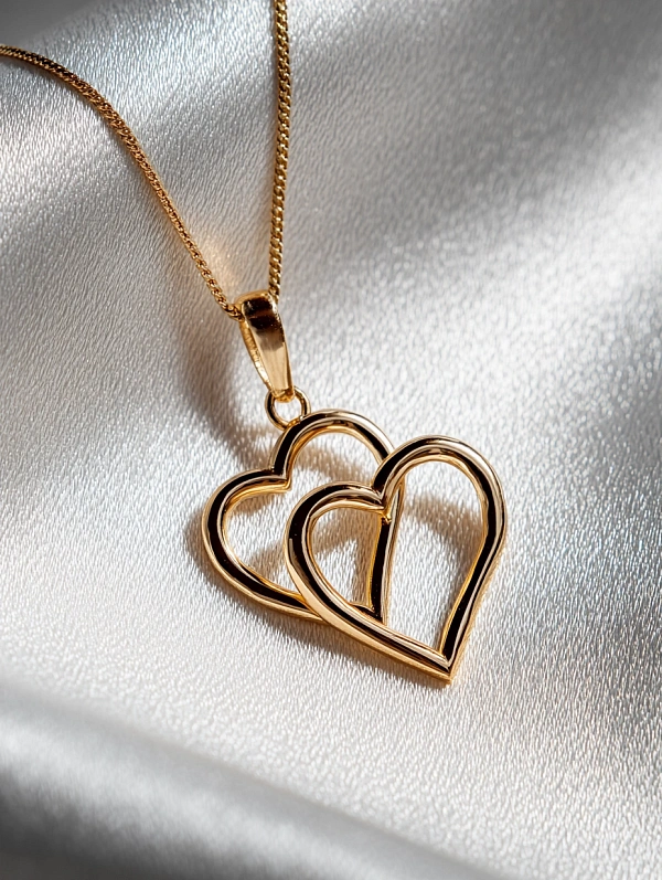 Золотая подвеска в форме сердец