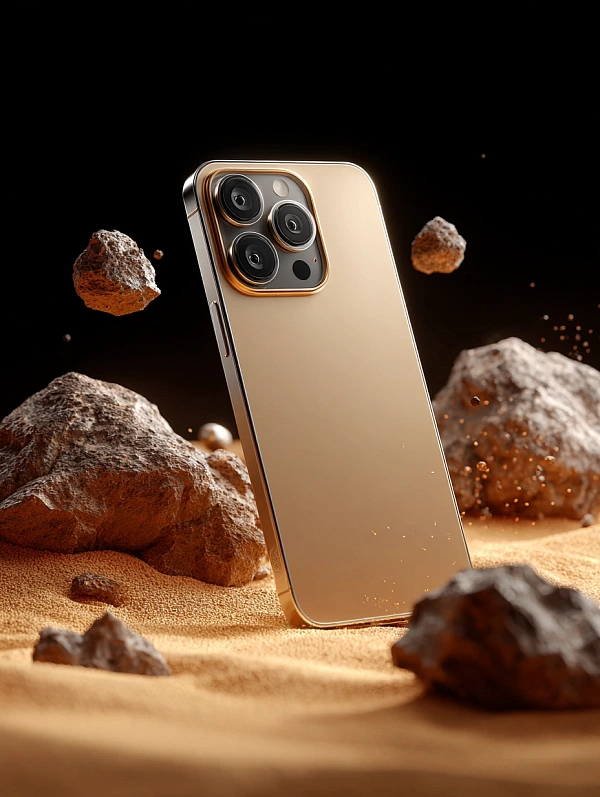 Золотой смартфон с камерами