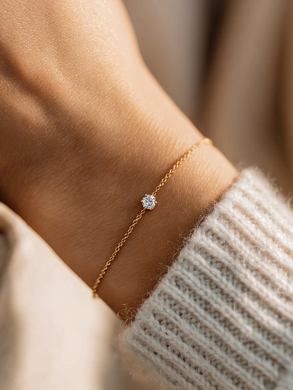 Минималистичный золотой браслет с камнем