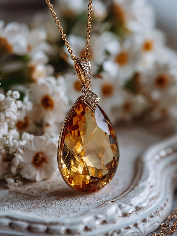 Подвеска с янтарным камнем и золотом