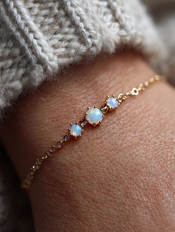 Изящный браслет с опалом и золотом