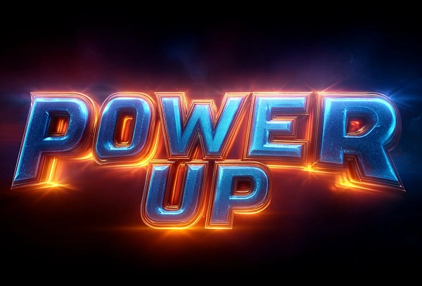 Мощное свечение текста Power Up