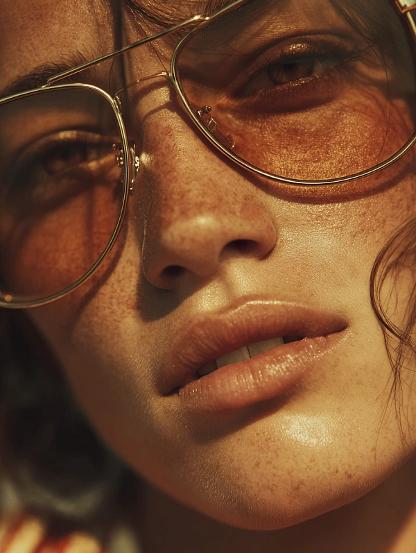 Крупный план лица в солнцезащитных очках