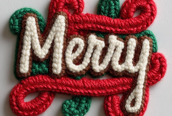 Вязаная рождественская надпись Merry