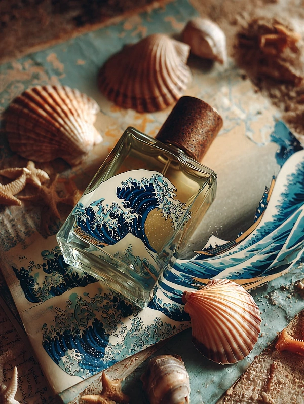Флакон парфюма с морскими раковинами