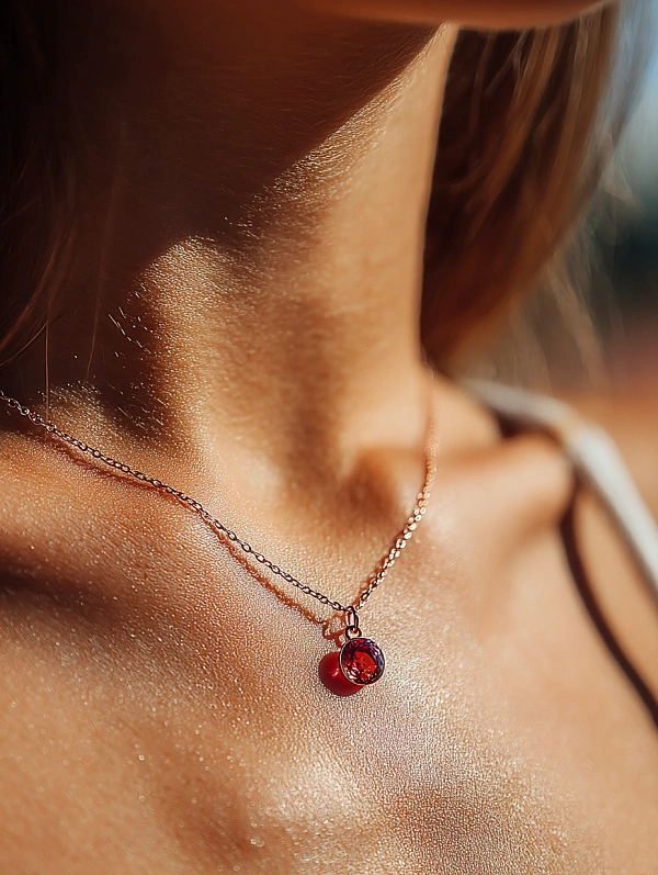 Элегантное ожерелье с красным камнем