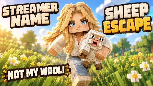 Обложка стрима Minecraft талисман с овцой