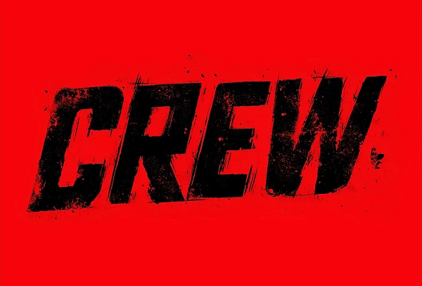 Крупный черный текст CREW