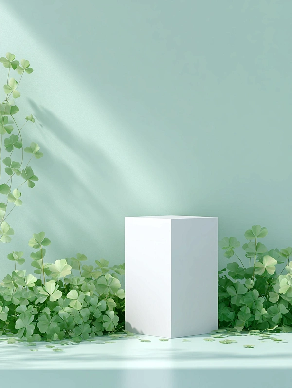 Минималистичный белый подиум и зелень