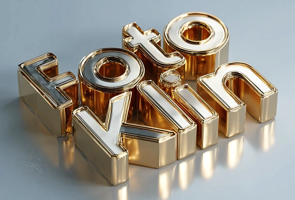 Золотой 3D текст Фото Клин