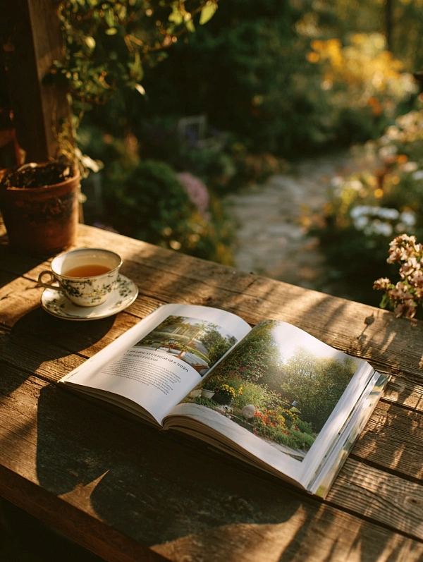 Тёплый садовый уголок с чаем