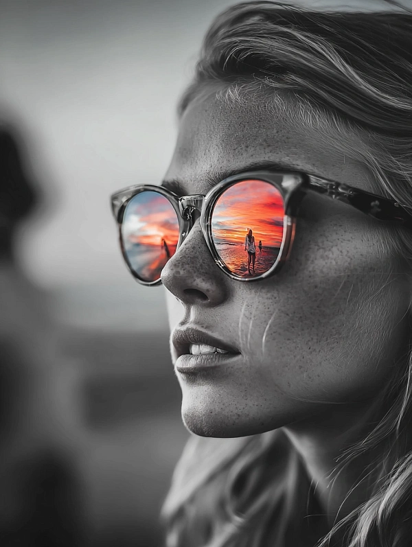 Отражение заката в солнцезащитных очках