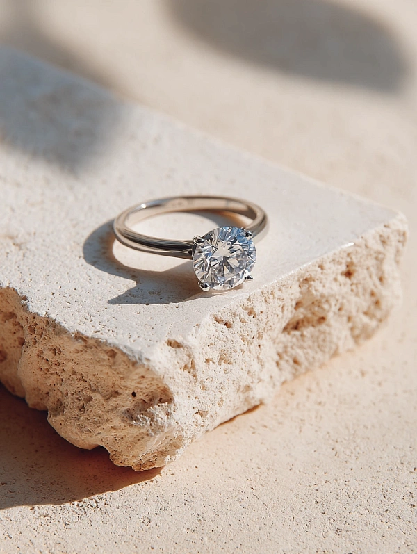 Элегантное кольцо с крупным бриллиантом