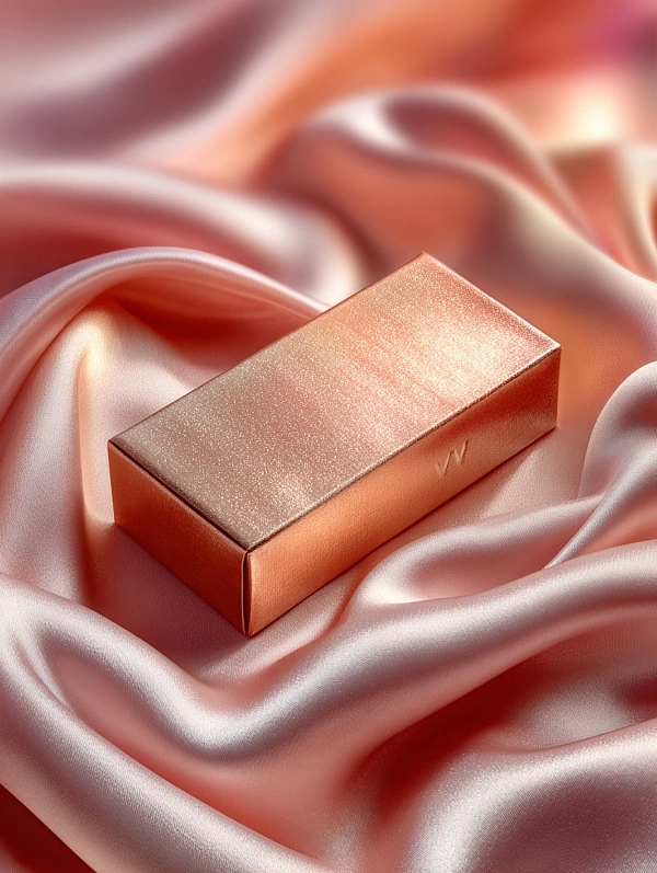 Блестящая коробка на розовом шелке