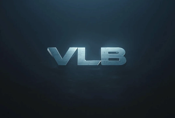 Металлический логотип VLB в темноте